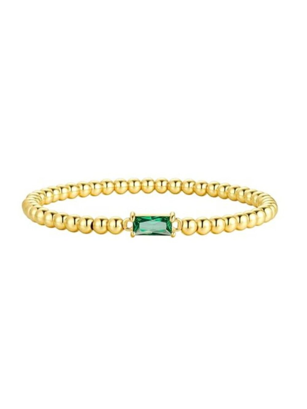 Bracelet for Women, Dainty 14K Gold Plated Elastic Beaded